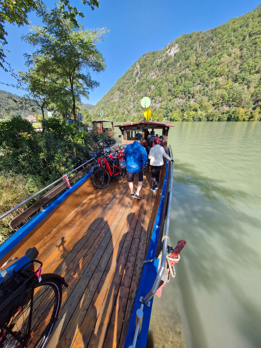 Danube , small boat crossing, Austria